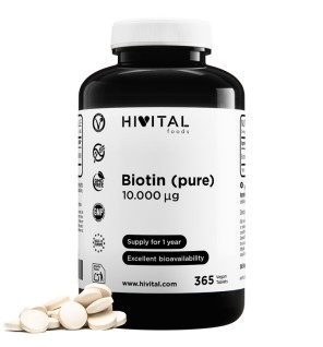 Biotina 10000 mcg 365 Comprimidos Veganos Hivital