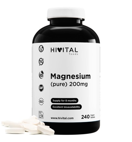 Magnesio 200 mg (Citrato) 240 Comprimidos Veganos Hivital