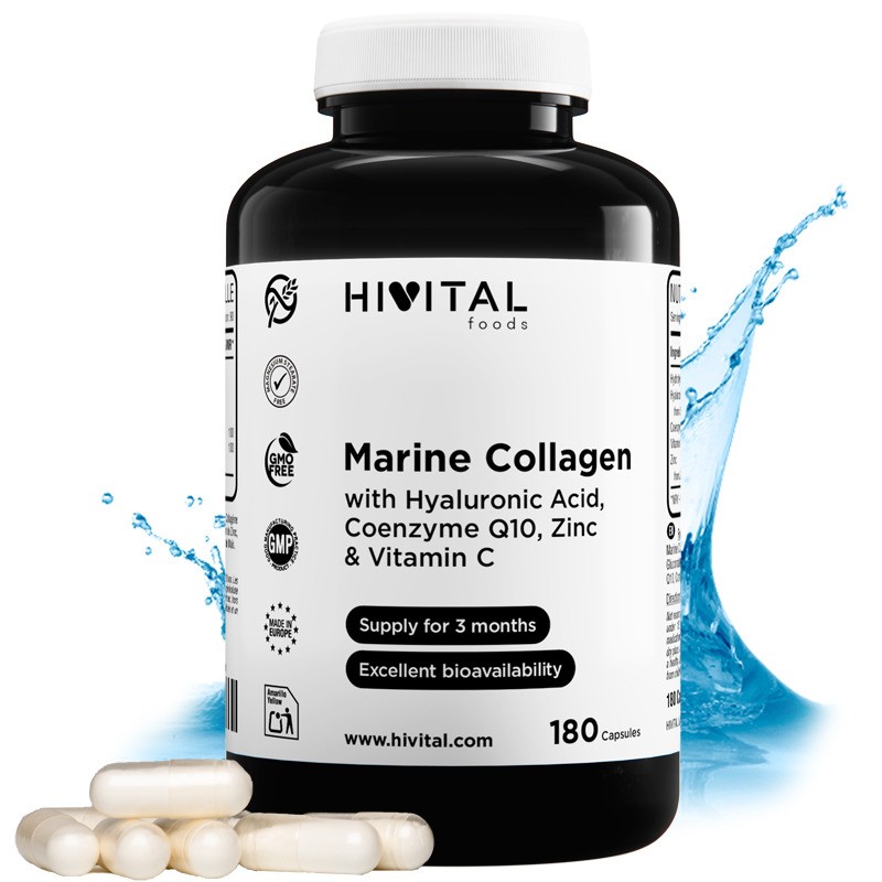Colágeno Marino con Ácido Hialurónico 180 Cápsulas Hivital