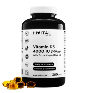 Vitamina D3 4000 IU 300 Perlas Hivital