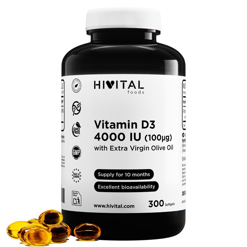 Vitamina D3 4000 IU 300 Perlas Hivital