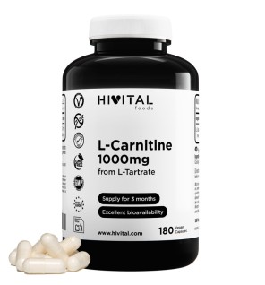 L-Carnitina 1000mg 180 Cápsulas Veganas Hivital