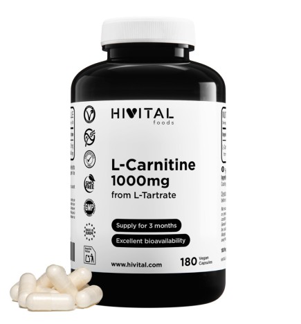 L-Carnitina 1000mg 180 Cápsulas Veganas Hivital