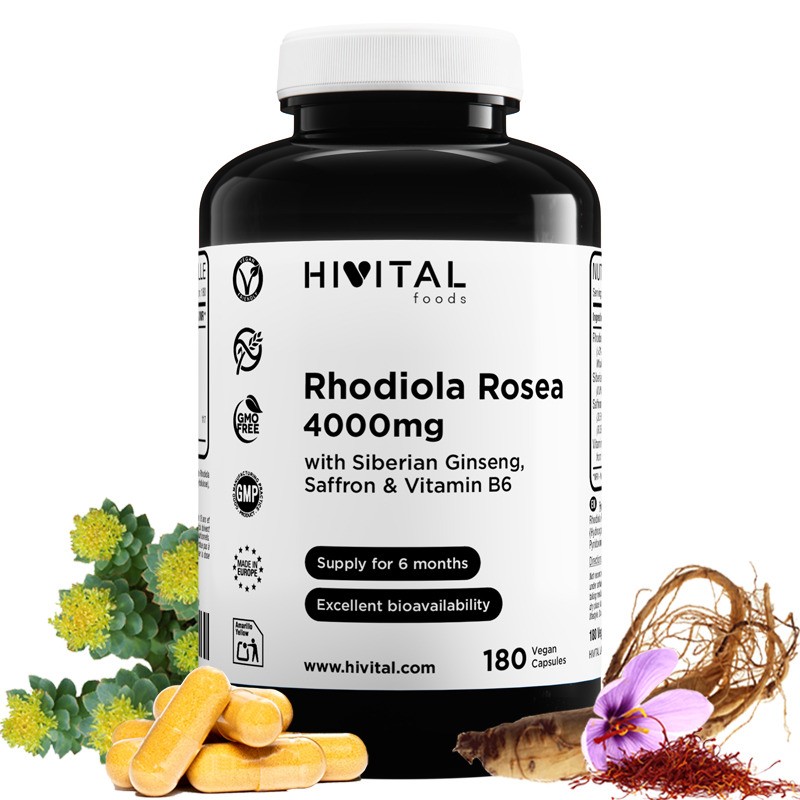 Rhodiola Rosea 4000 mg 180 Cápsulas Veganas Hivital