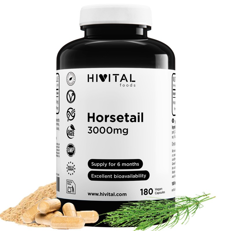 Horsetail 3000 mg (Cola de Caballo) 180 Cápsulas Veganas Hivital