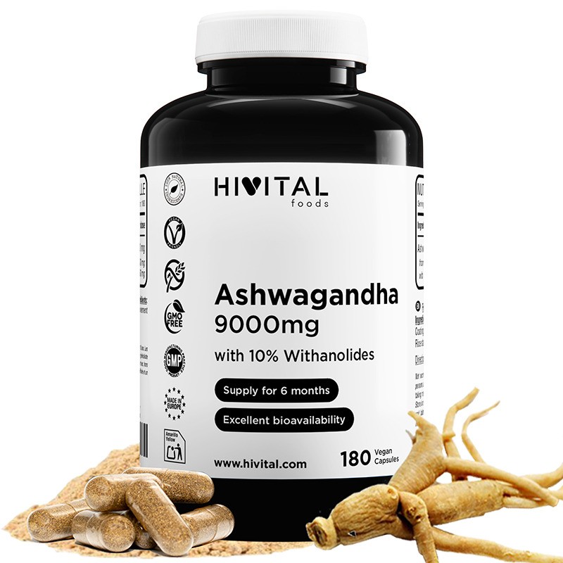 Ashwangandha 9000 mg 180 Cápsulas Veganas Hivital