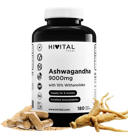 Ashwangandha 9000 mg 180 Cápsulas Veganas Hivital