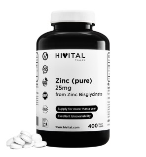Zinc 25 mg Bisglicinato 400 Comprimidos Veganos Hivital