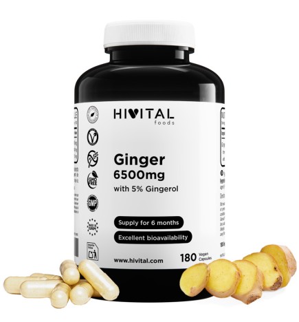 Jengibre 6500 mg 180 Cápsulas Veganas Hivital