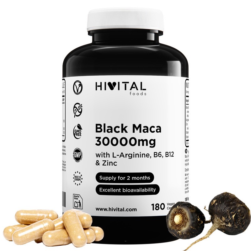 Maca Negra 30000 mg 180 Cápsulas Veganas Hivital