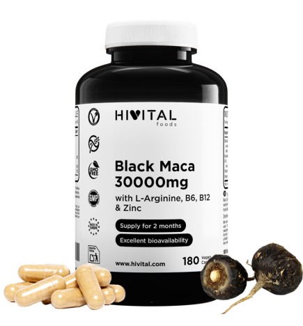 Maca Negra 30000 mg 180 Cápsulas Veganas Hivital