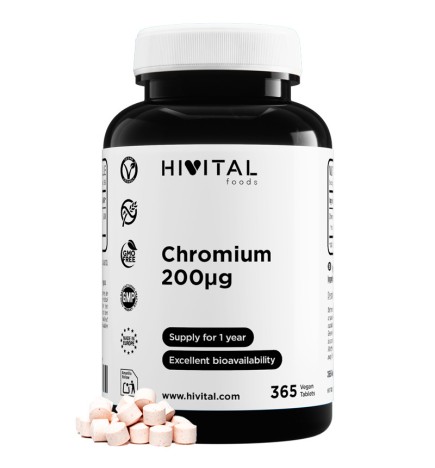 Cromo 200 mcg 365 Comprimidos Veganos Hivital