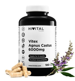 Vitex Agnus Castus 6000 mg 180 Cápsulas Veganas Hivital