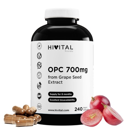 OPC Semilla de Uva 700 mg 240 Cápsulas Veganas Hivital
