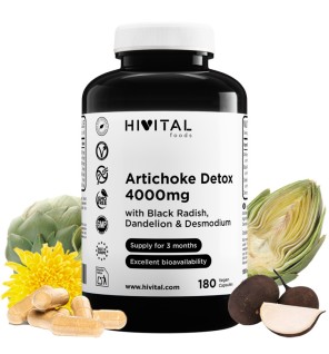 Alcachofa Detox 4000 mg 180 Cápsulas Veganas Hivital
