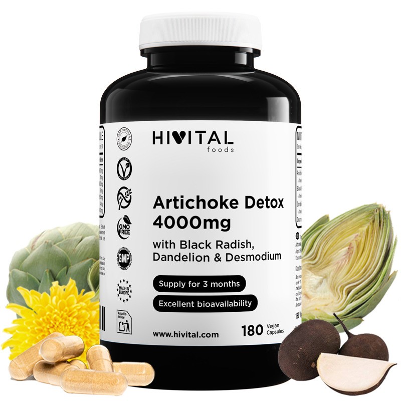 Alcachofa Detox 4000 mg 180 Cápsulas Veganas Hivital