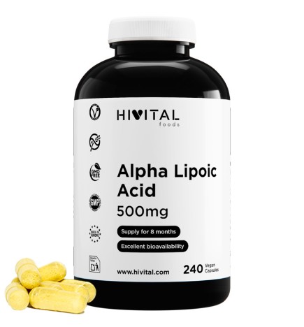 Ácido Alfa Lipoico 500 mg 240 Cápsulas Veganas Hivital