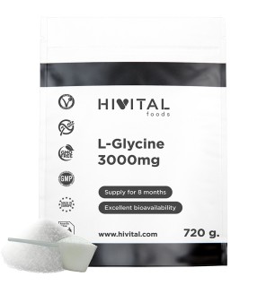 L-Glicina 3000 mg 720 Gramos de Polvo Vegano Hivital
