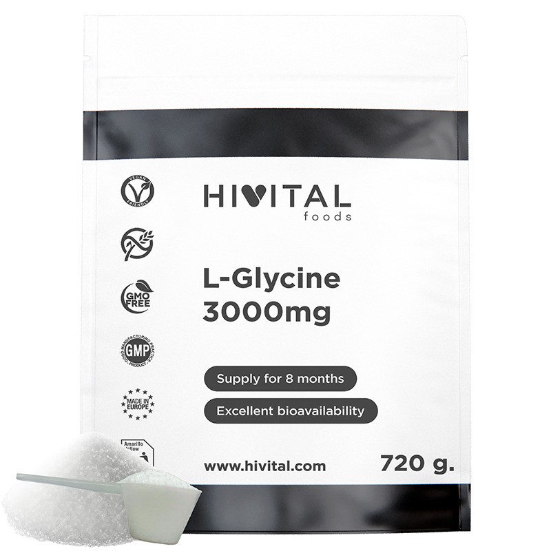 L-Glicina 3000 mg 720 Gramos de Polvo Vegano Hivital