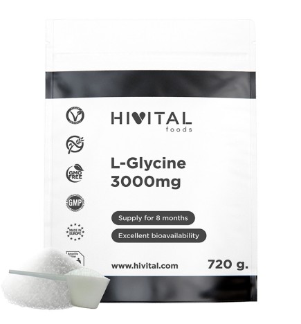 L-Glicina 3000 mg 720 Gramos de Polvo Vegano Hivital