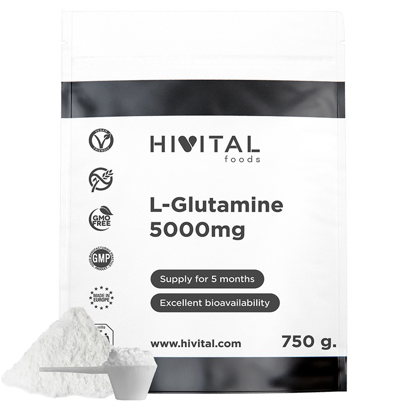 L-Glutamina 5000 mg 750 Gramos de Polvo Vegano Hivital