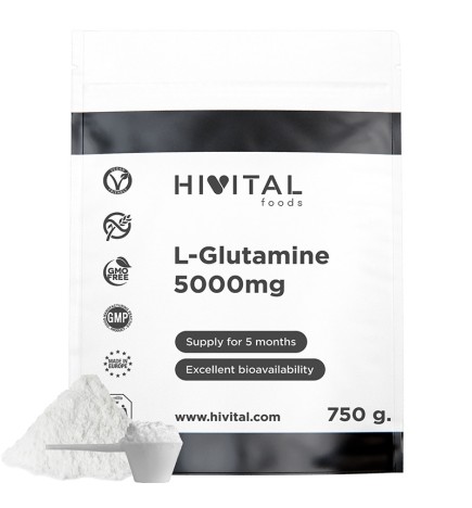 L-Glutamina 5000 mg 750 Gramos de Polvo Vegano Hivital