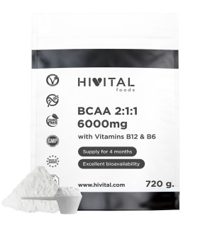 BCAA 2:1:1 6000 mg 720 Gramos de Polvo Vegano Hivital