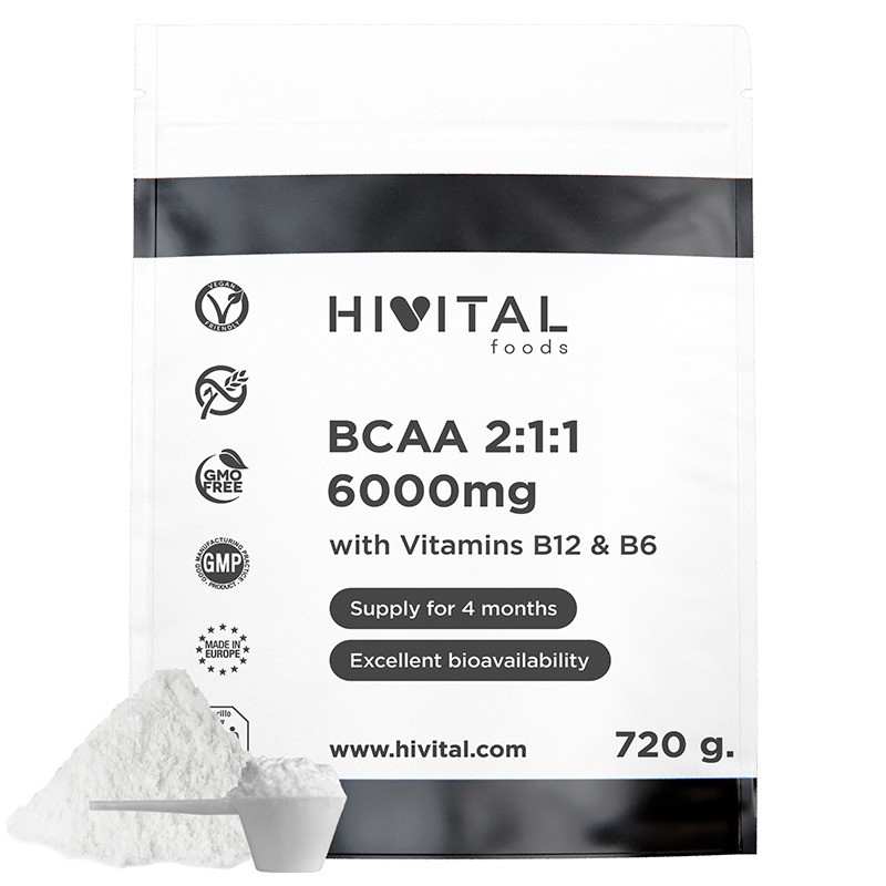 BCAA 2:1:1 6000 mg 720 Gramos de Polvo Vegano Hivital