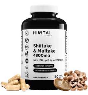 Shiitake & Maitake 4800 mg 180 Cápsulas Veganas Hivital