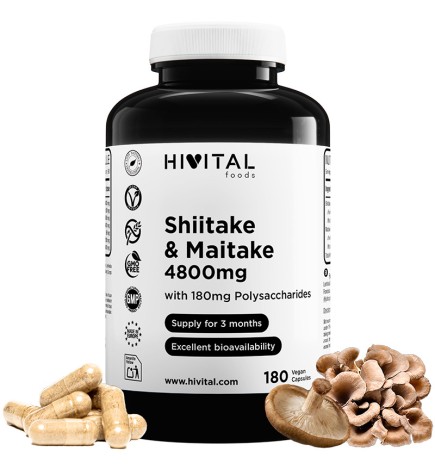 Shiitake & Maitake 4800 mg 180 Cápsulas Veganas Hivital