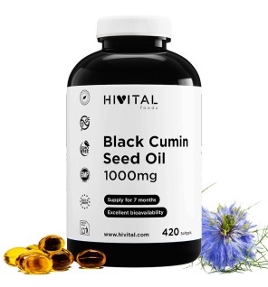 Aceite de Comino Negro 1000 mg 420 Perlas Hivital