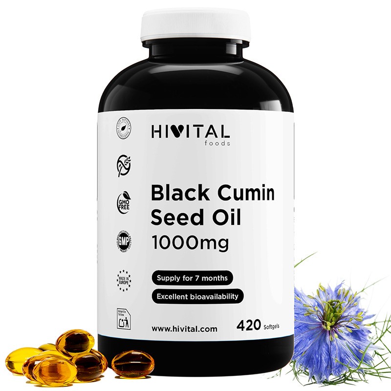 Aceite de Comino Negro 1000 mg 420 Perlas Hivital