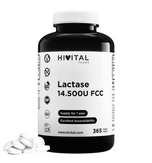 Lactasa 14.500 Unidades FCC 365 Comprimidos Veganos Hivital
