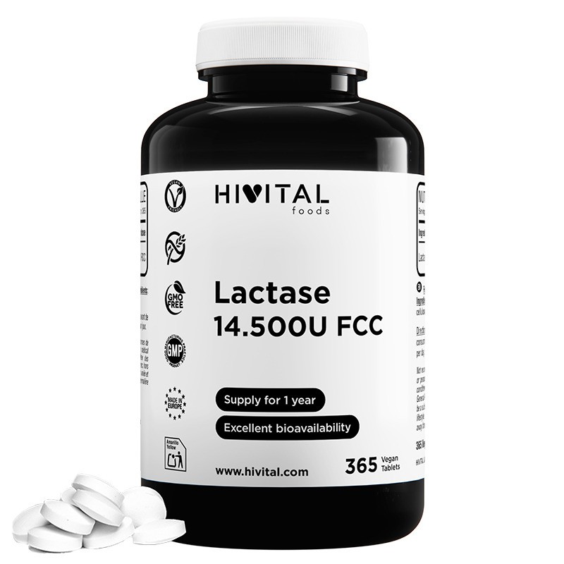 Lactasa 14.500 Unidades FCC 365 Comprimidos Veganos Hivital Lactasa 14.500 Unidades FCC 365 Comprimidos Veganos Hivital