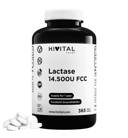 Lactasa 14.500 Unidades FCC 365 Comprimidos Veganos Hivital