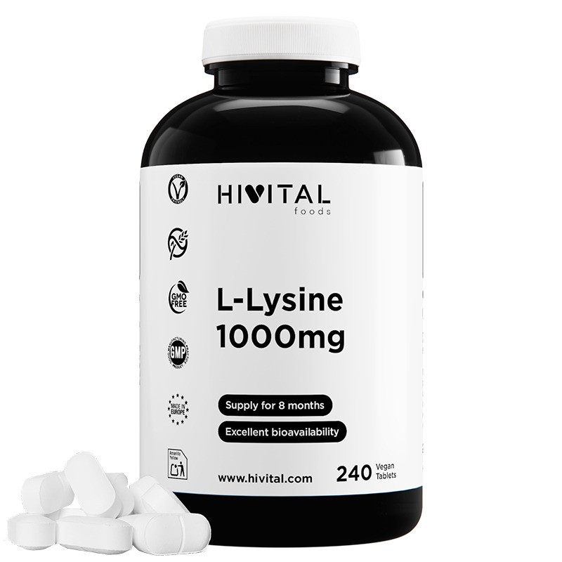 L-Lisina 1000 mg 240 Comprimidos Veganos Hivital