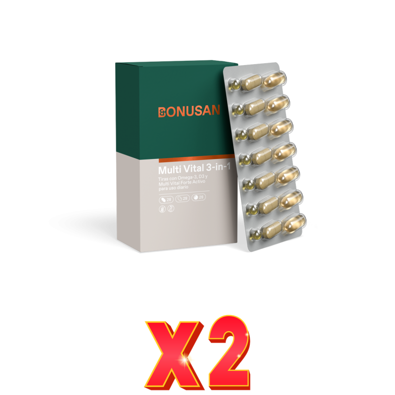 Pack de 2 unidades Multi Vital 3-In-1 84 Comprimidos Bonusan Pack de 2 unidades Multi Vital 3-In-1 84 Comprimidos Bonusan