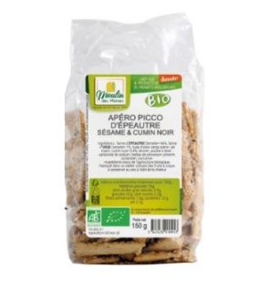 Aperitivo Espelta Sesamo Comino Negro 150 Gr Bio Moulin Des Moines