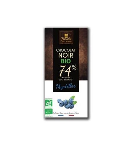 Chocolate Negro 74% Arandano Negro Azul 100 Gr Bio Moulin Des Moines