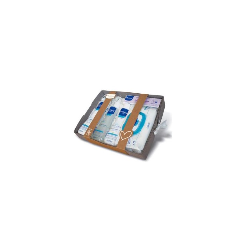 Canastilla Gris Leche Corp+Colonia+Gel+Crema+Toall Mustela