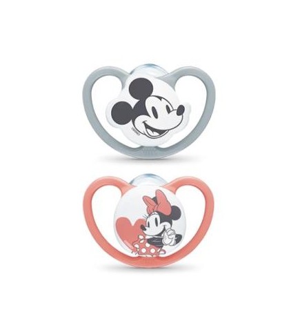 Chupete Space Mickey Rojo 0-6 Silicona 2Ud. Nuk