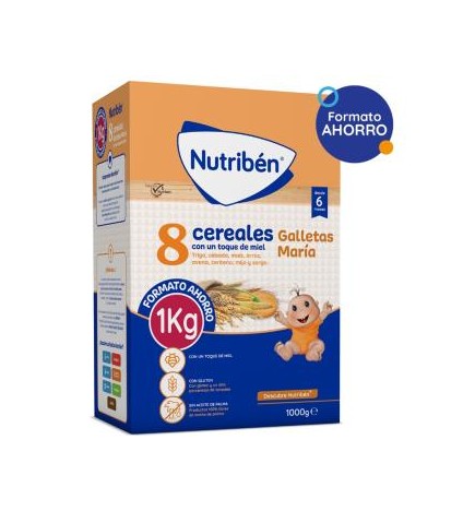 Nutriben 8 Cereales Miel Galleta Maria 1000 Gramos Nutriben