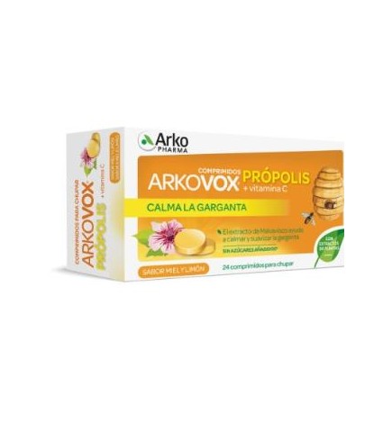 Arkovox Propolis +Vit C Sabor Miel Y Limon 24 Comprimidos Arkopharma