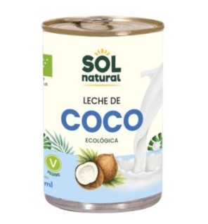 Leche De Coco Para Cocinar Lata Bio 400 Ml Sol Natural