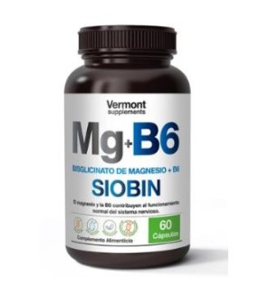 Mg+B6 Siobin Bisglicinato De Magnesio+B6 60 Capsulas Vermont Supplements