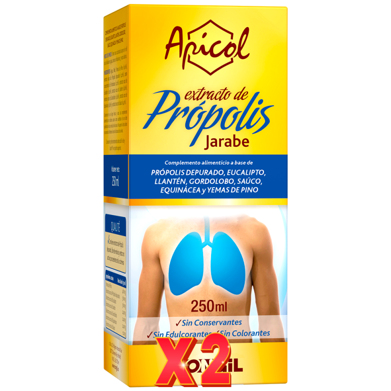 Pack de 2 Unidades Apicol Jarabe Extracto Propolis 250 Ml Tongil