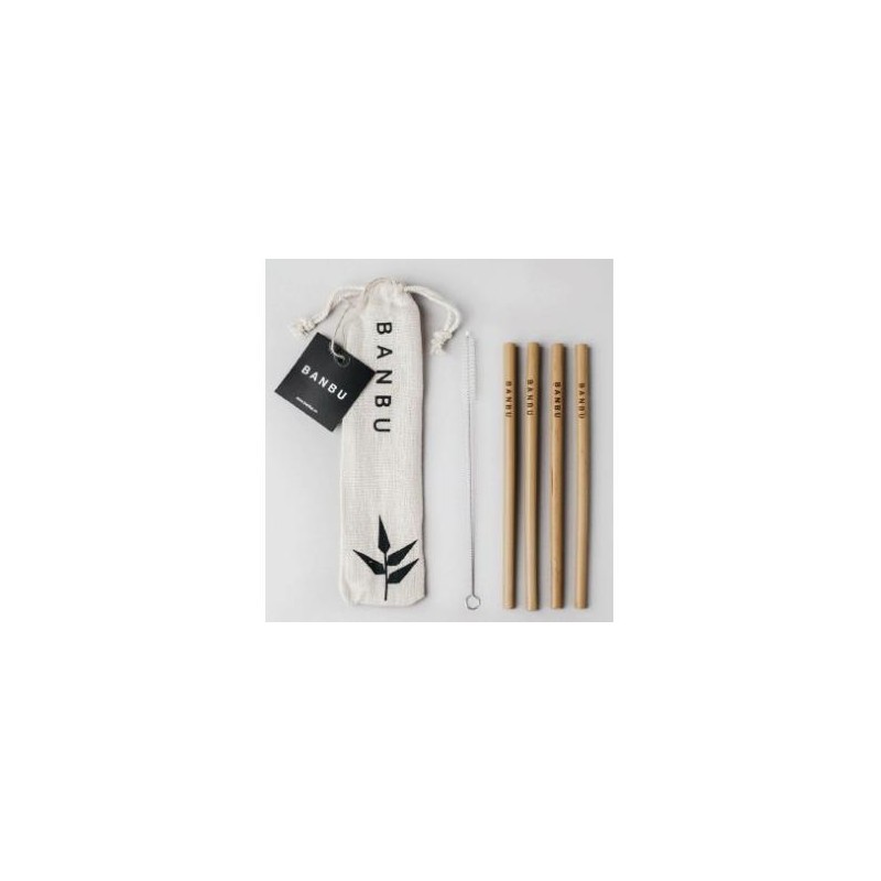 Banbu Set Pajitas De Bambu+Limpiador 4Uds. Banbu