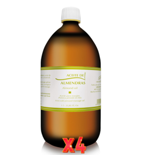 Pack de 4 unidades Aceite De Almendras 1 Litro Tegor