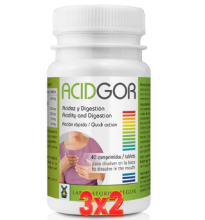 Pack de 3x2 unidades Acidgor 40 Comprimidos Tegor