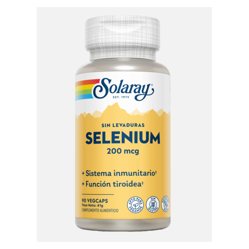 Selenium Sin Levaduras 200 Mcg 90 Capsulas Solaray